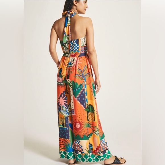 FARM RIO for Anthropologie CUT OUT HALTER JUMPSUIT XS - Picture 3 of 8